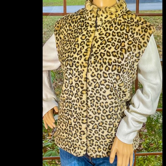 ▪️PRESTON & YORK▪️Faux Fur Cheetah Animal Print Vest - Picture 4 of 7